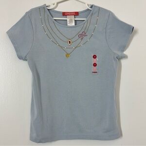 Vintage Gymboree Short Sleeve Blue T-Shirt Necklace Top NWT Girl Sz 7